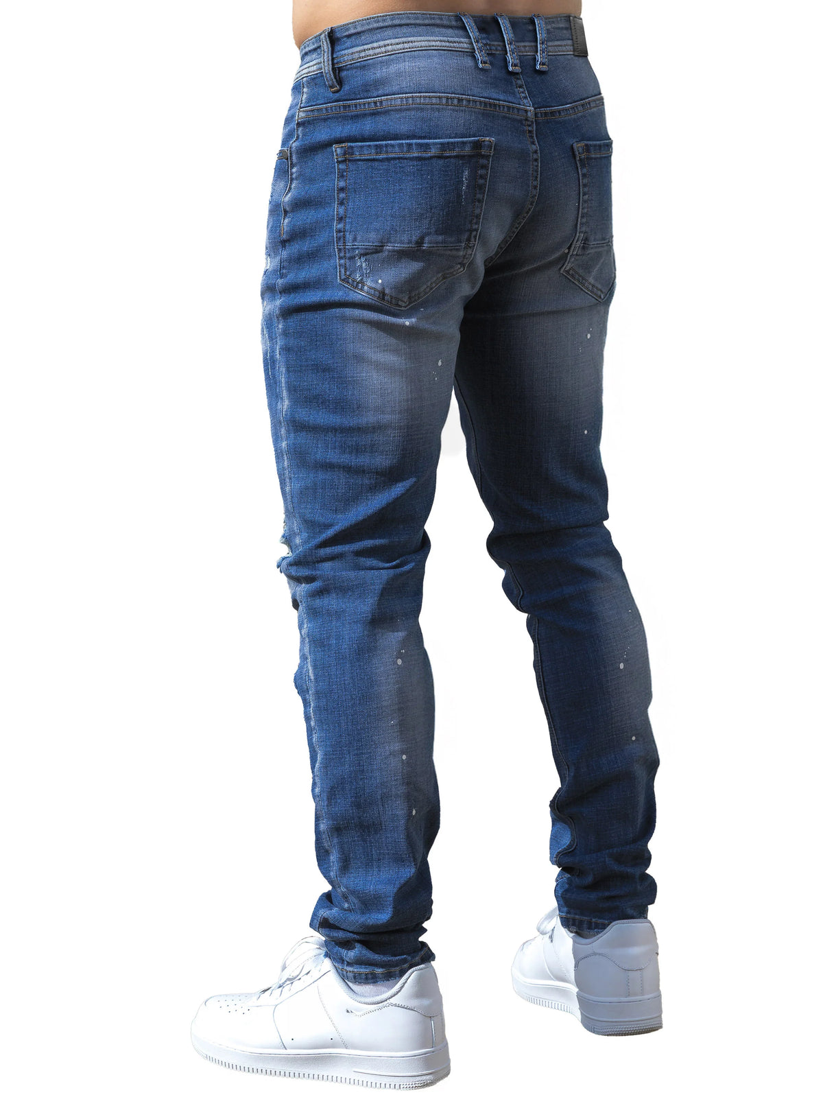 Enzo Jeans Rocco Slim Fit Ripped Jeans Mid Stonewash Blue