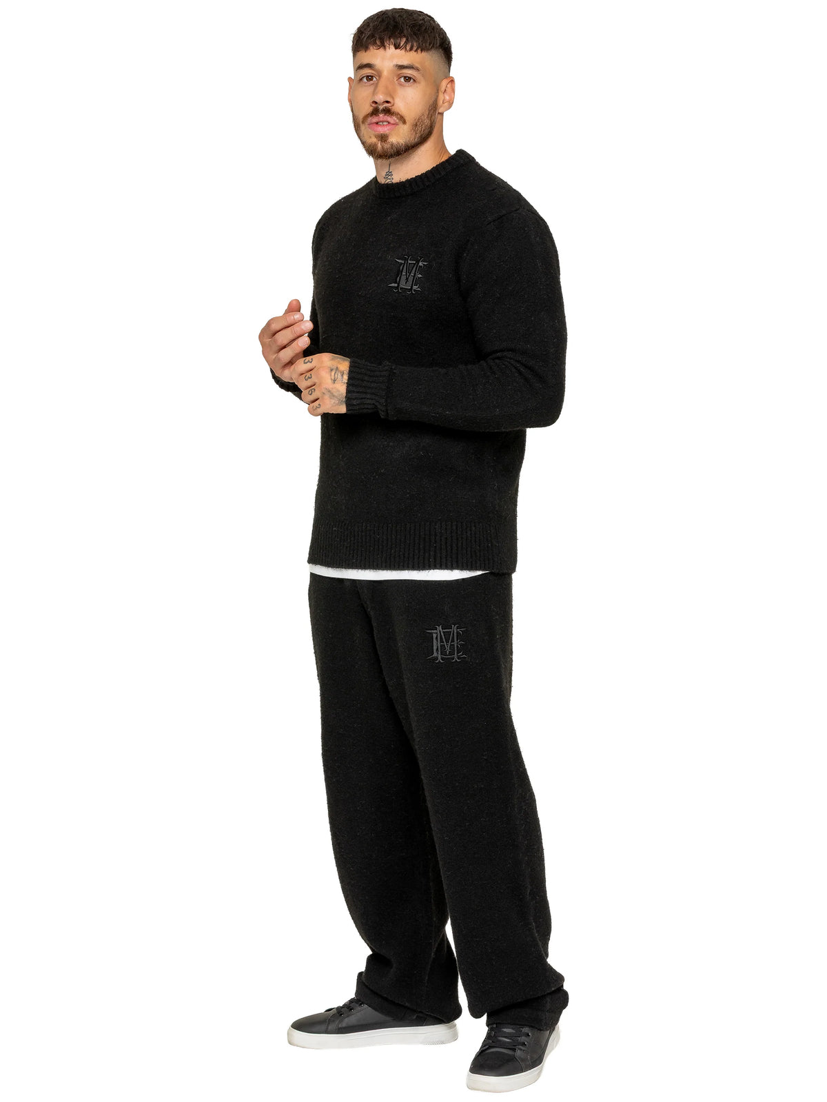 Enzo Jeans Filippo Fluffy Knit Joggers Black