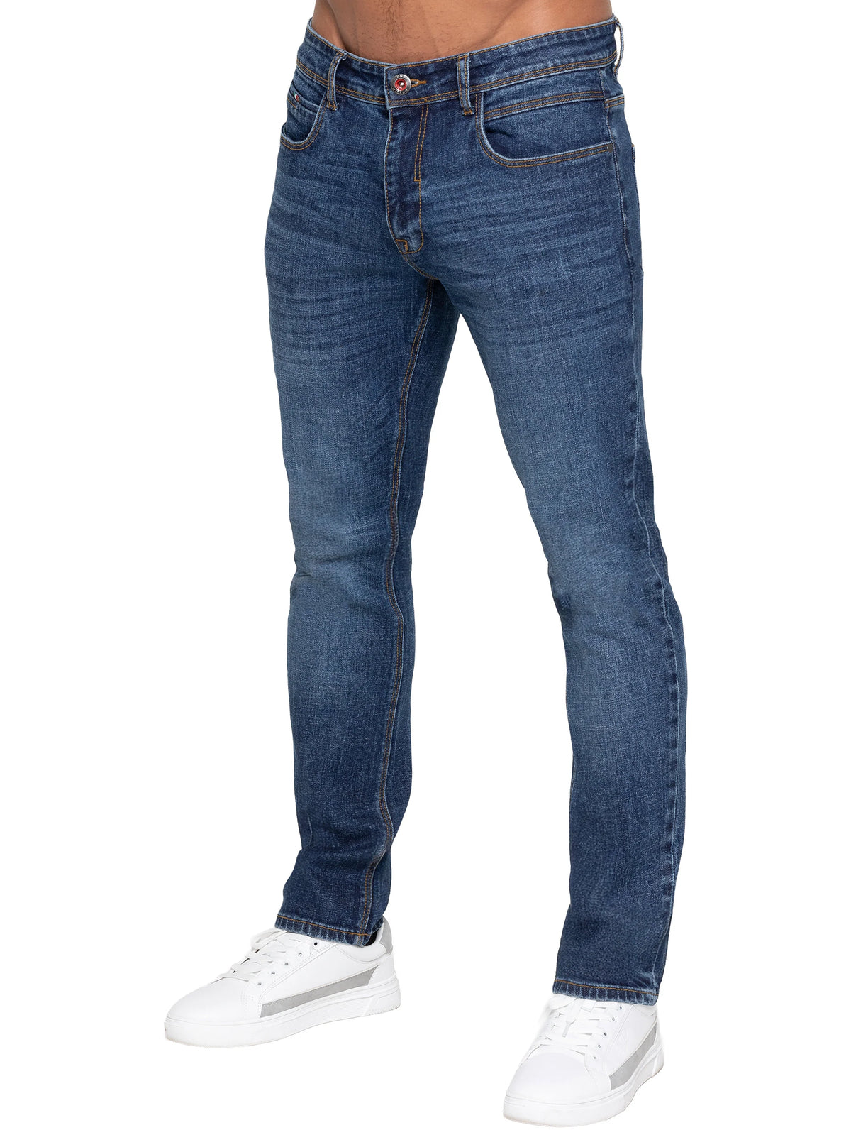 Enzo Jeans Adone Tapered Fit Jeans Mid Stonewash Blue
