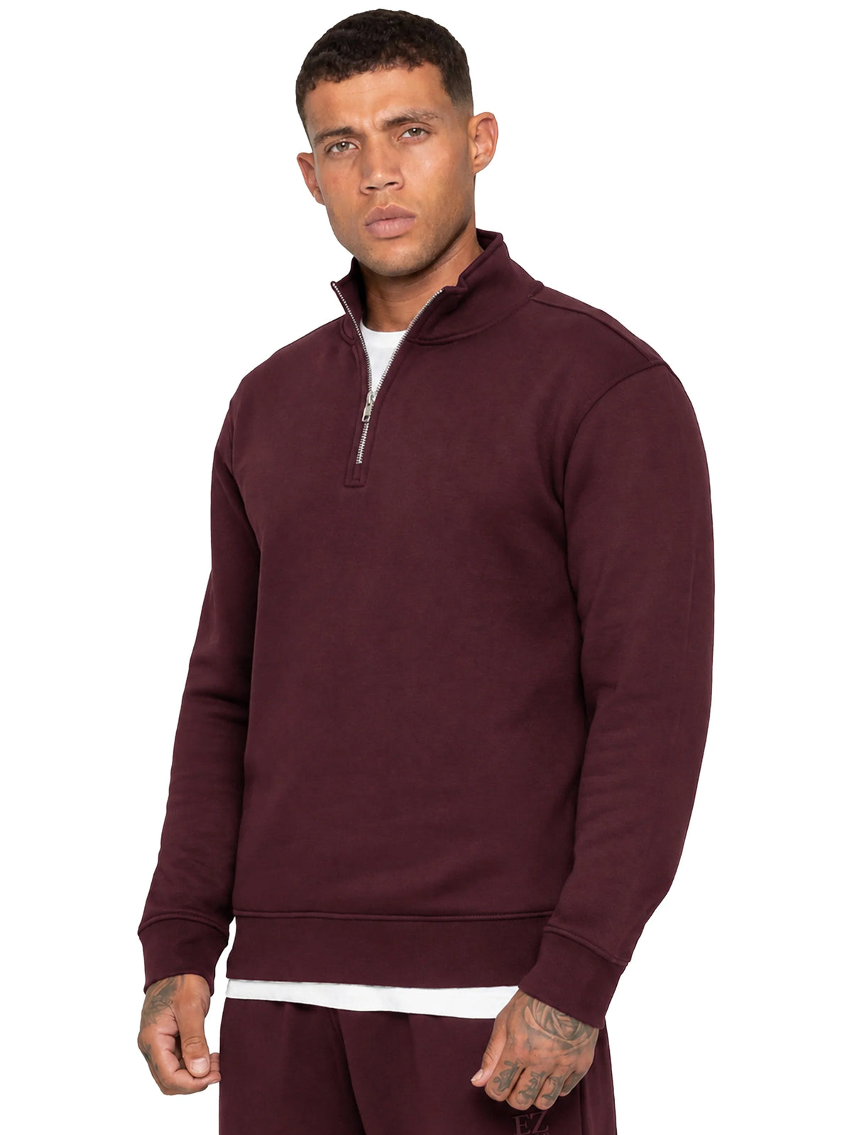 Enzo Jeans Maximo Half Zip Fleece Sweatshirt Dark Berry