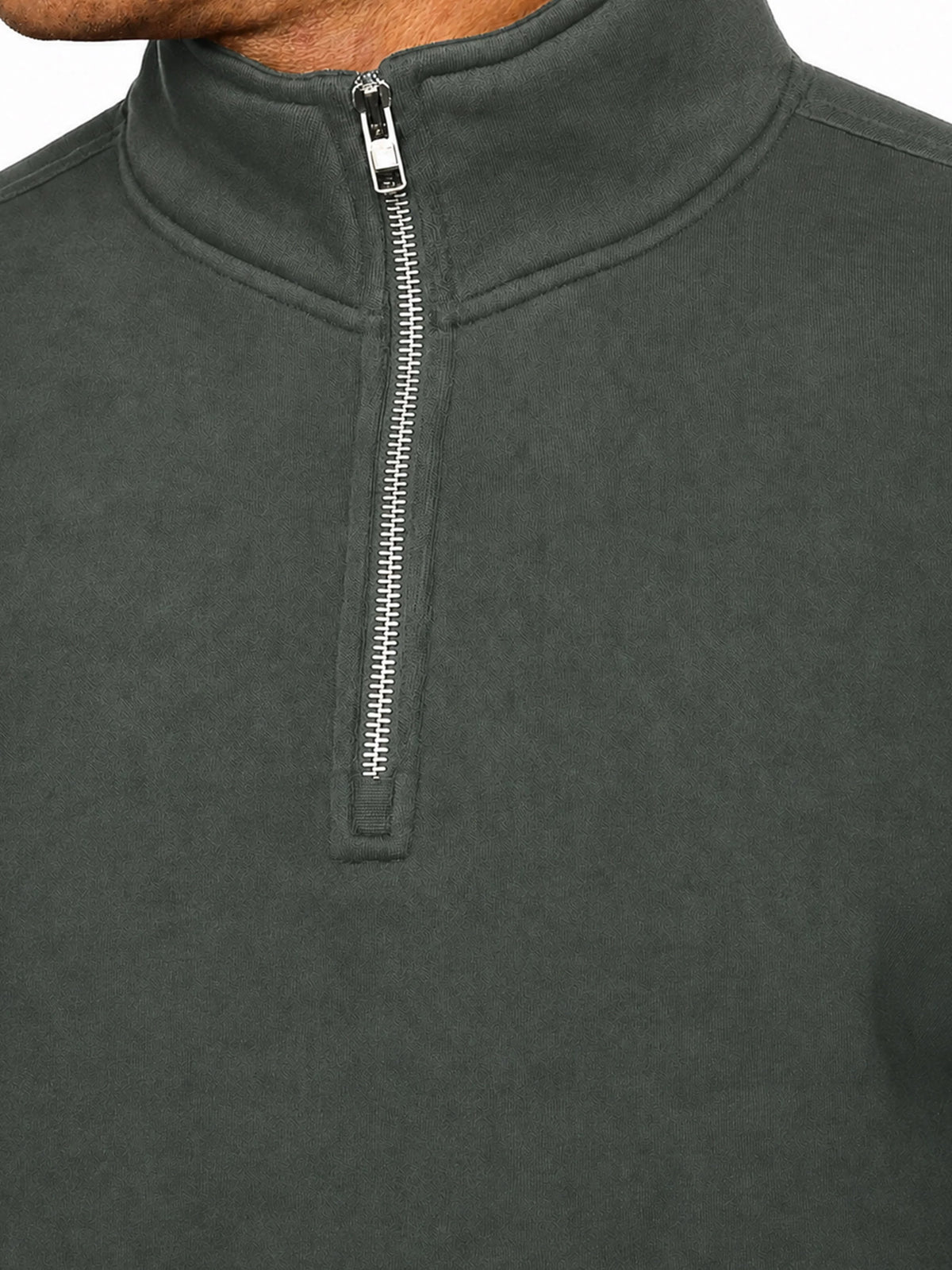 Enzo Jeans Maximo Half Zip Fleece Sweatshirt Smoke Green