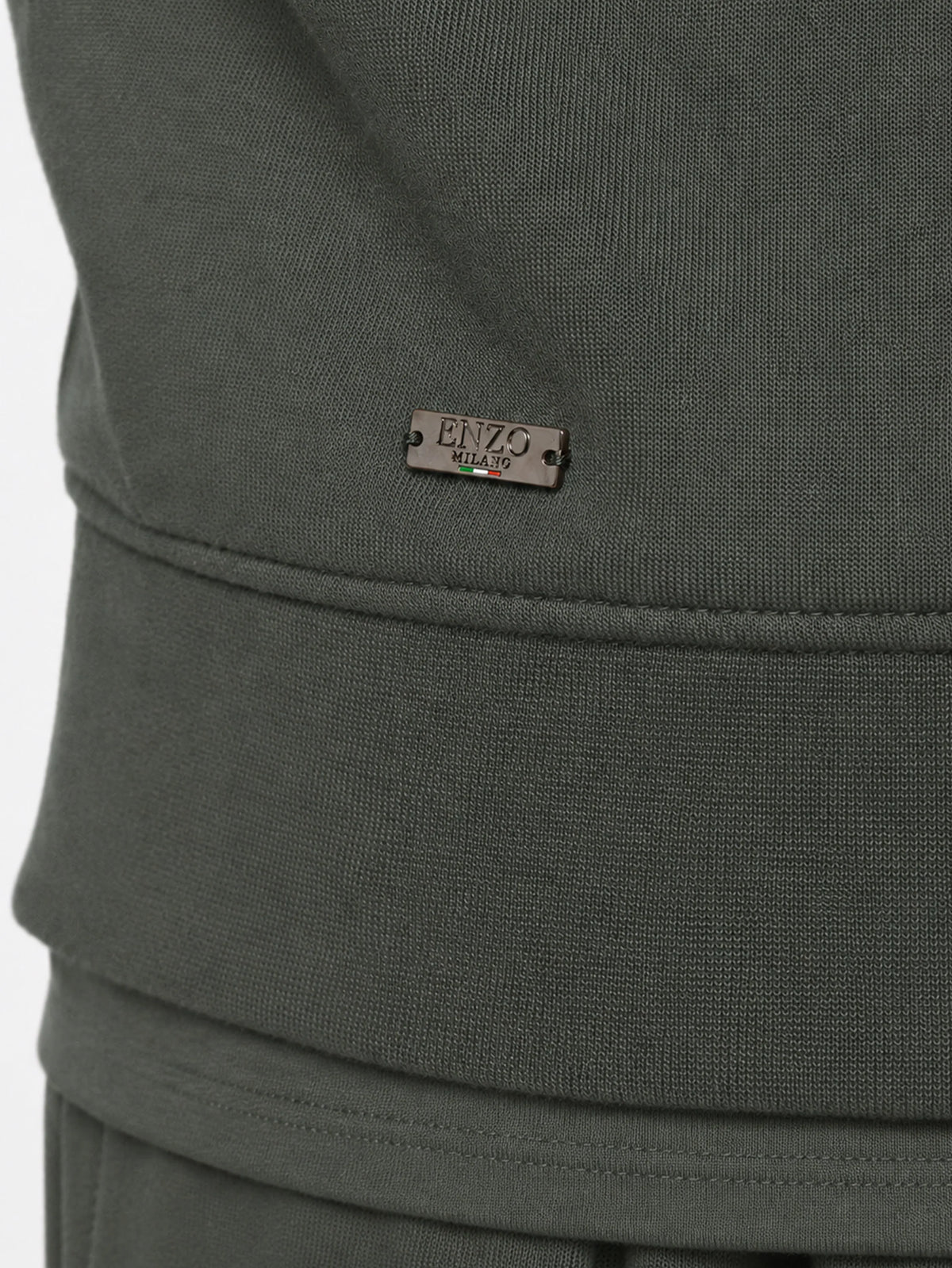 Enzo Jeans Maximo Half Zip Fleece Sweatshirt Smoke Green