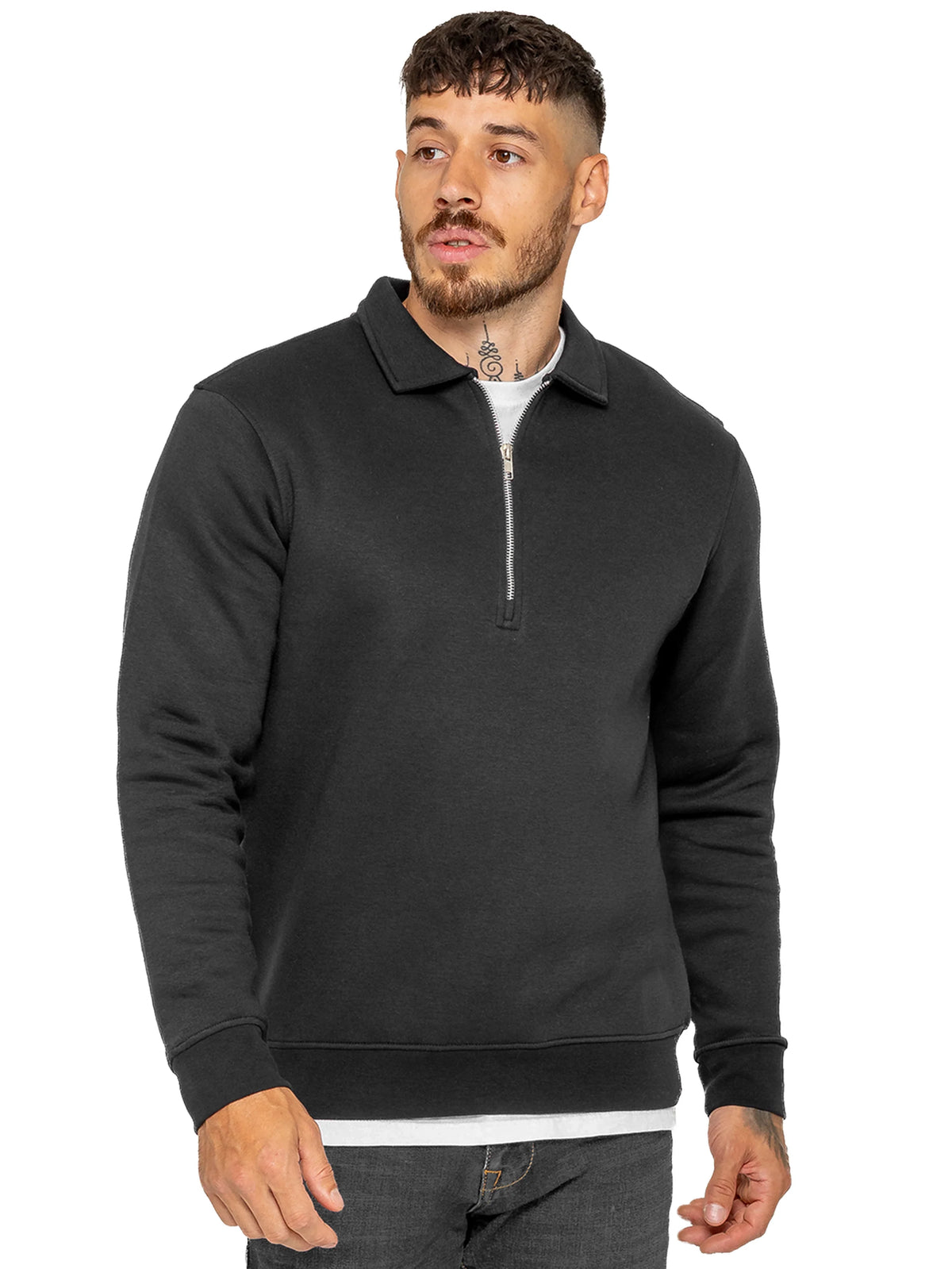 Enzo Jeans Marcello Quarter Zip Collar Sweatshirt Black