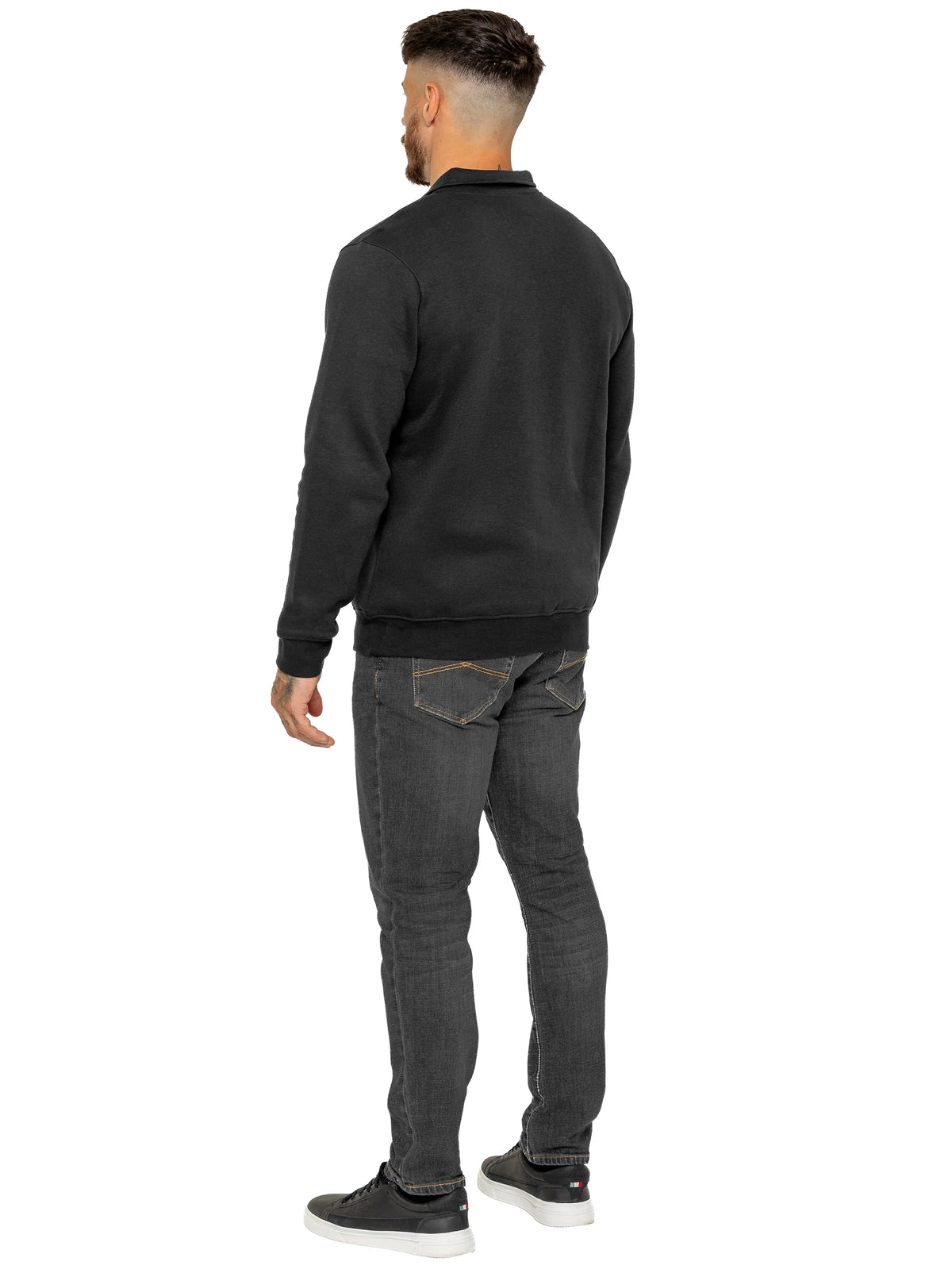 Enzo Jeans Marcello Quarter Zip Collar Sweatshirt Black