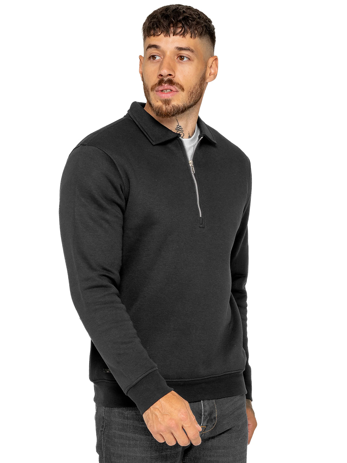 Enzo Jeans Marcello Quarter Zip Collar Sweatshirt Black