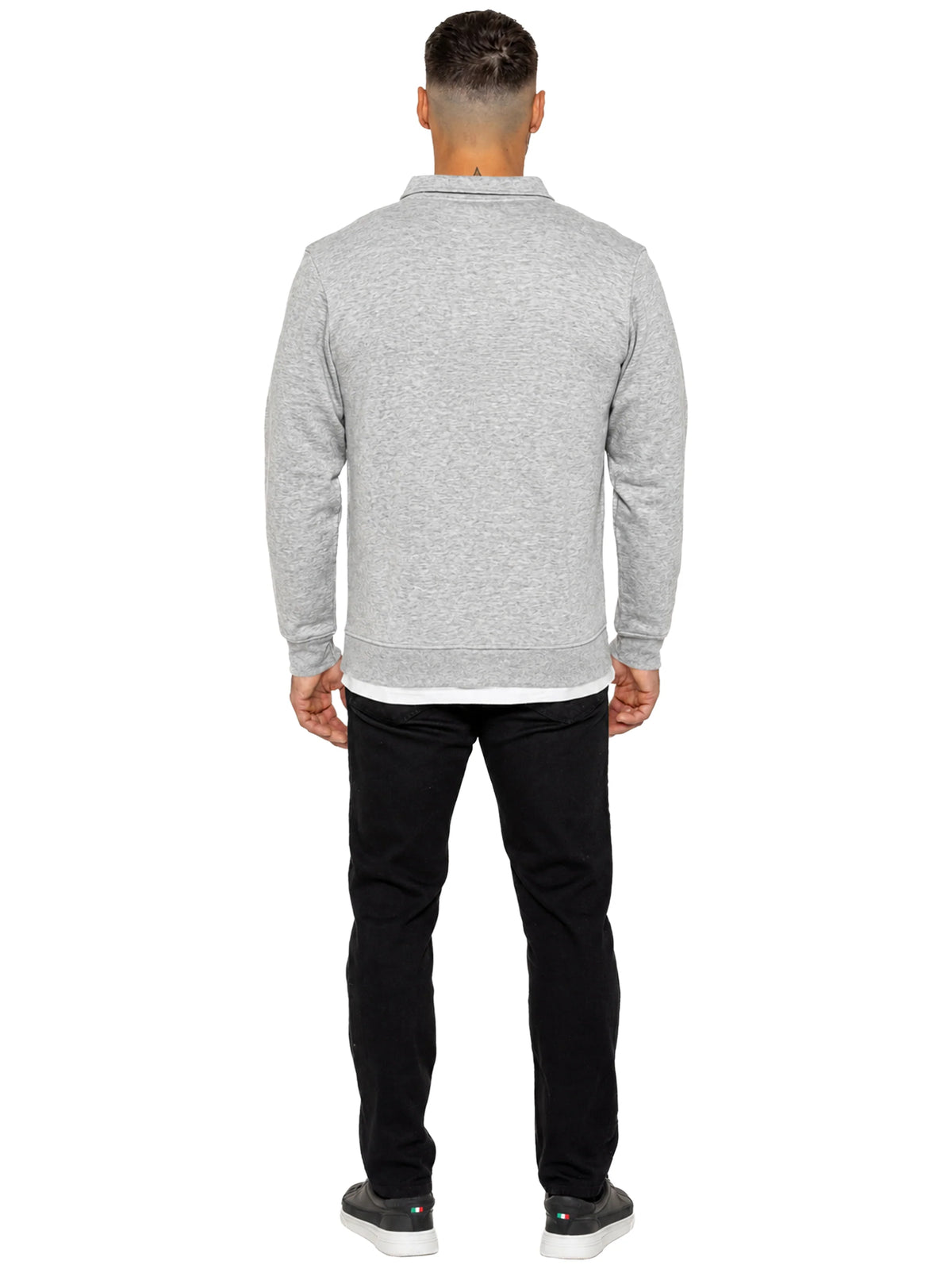 Enzo Jeans Marcello Quarter Zip Collar Sweatshirt Light Grey