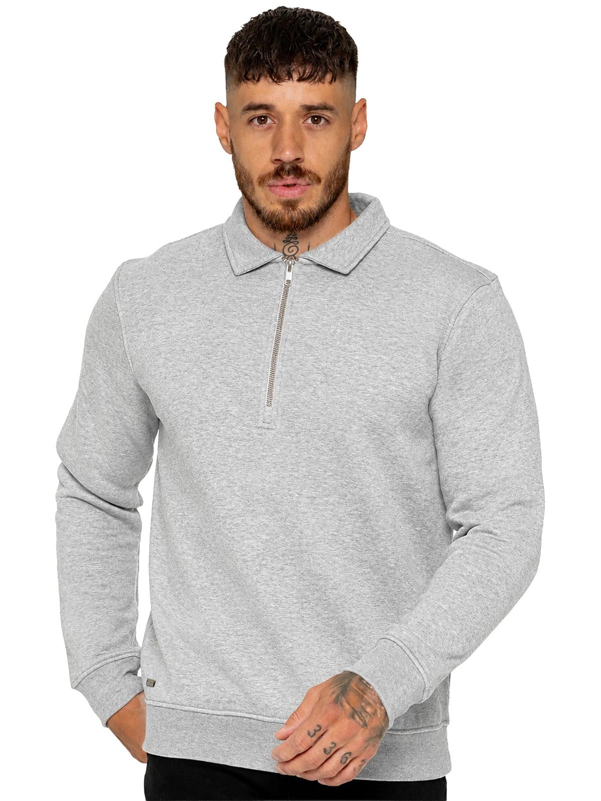 Enzo Jeans Marcello Quarter Zip Collar Sweatshirt Light Grey