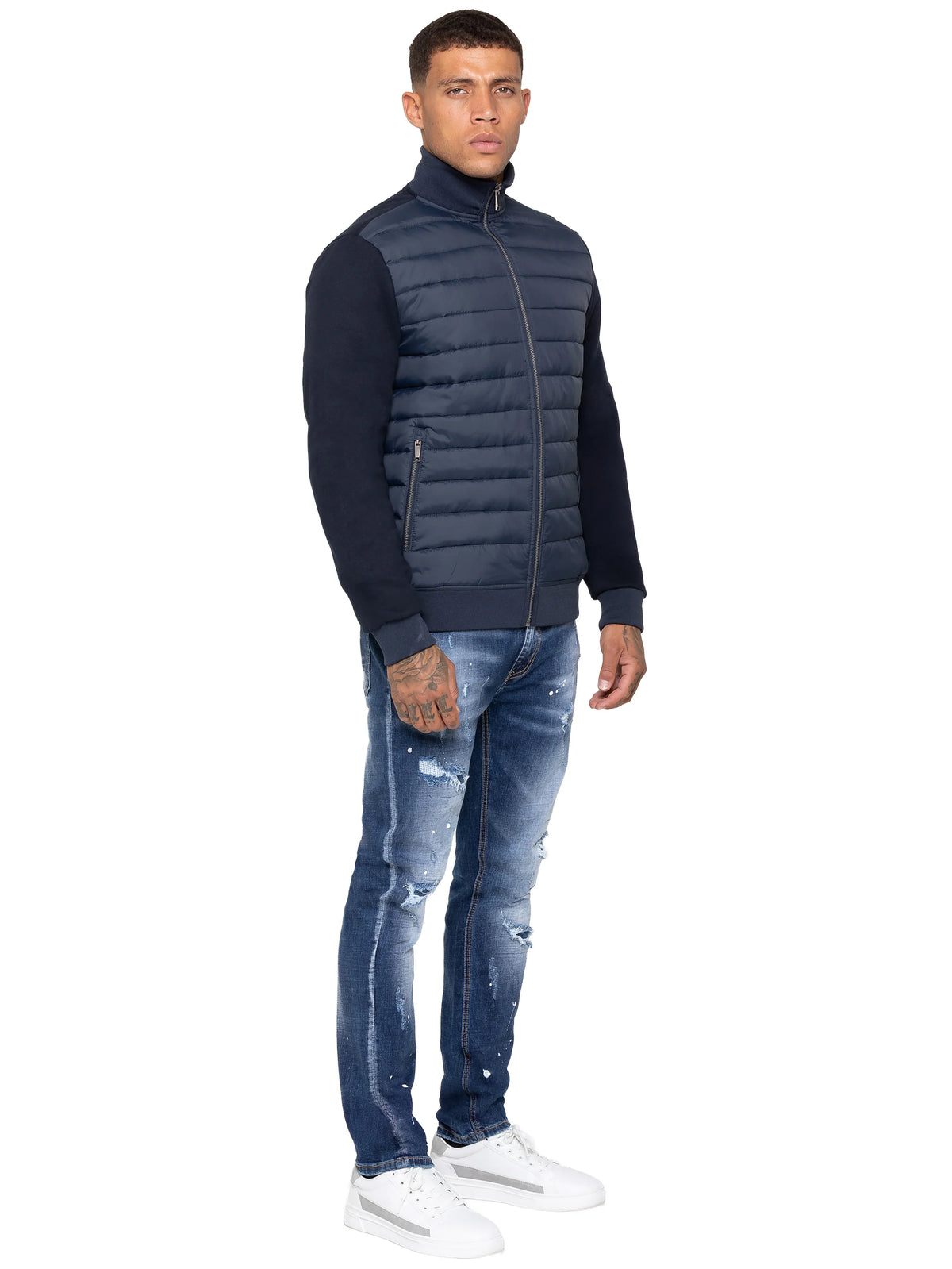Enzo Jeans Pietro Hybrid Technical Puffer Jacket Navy