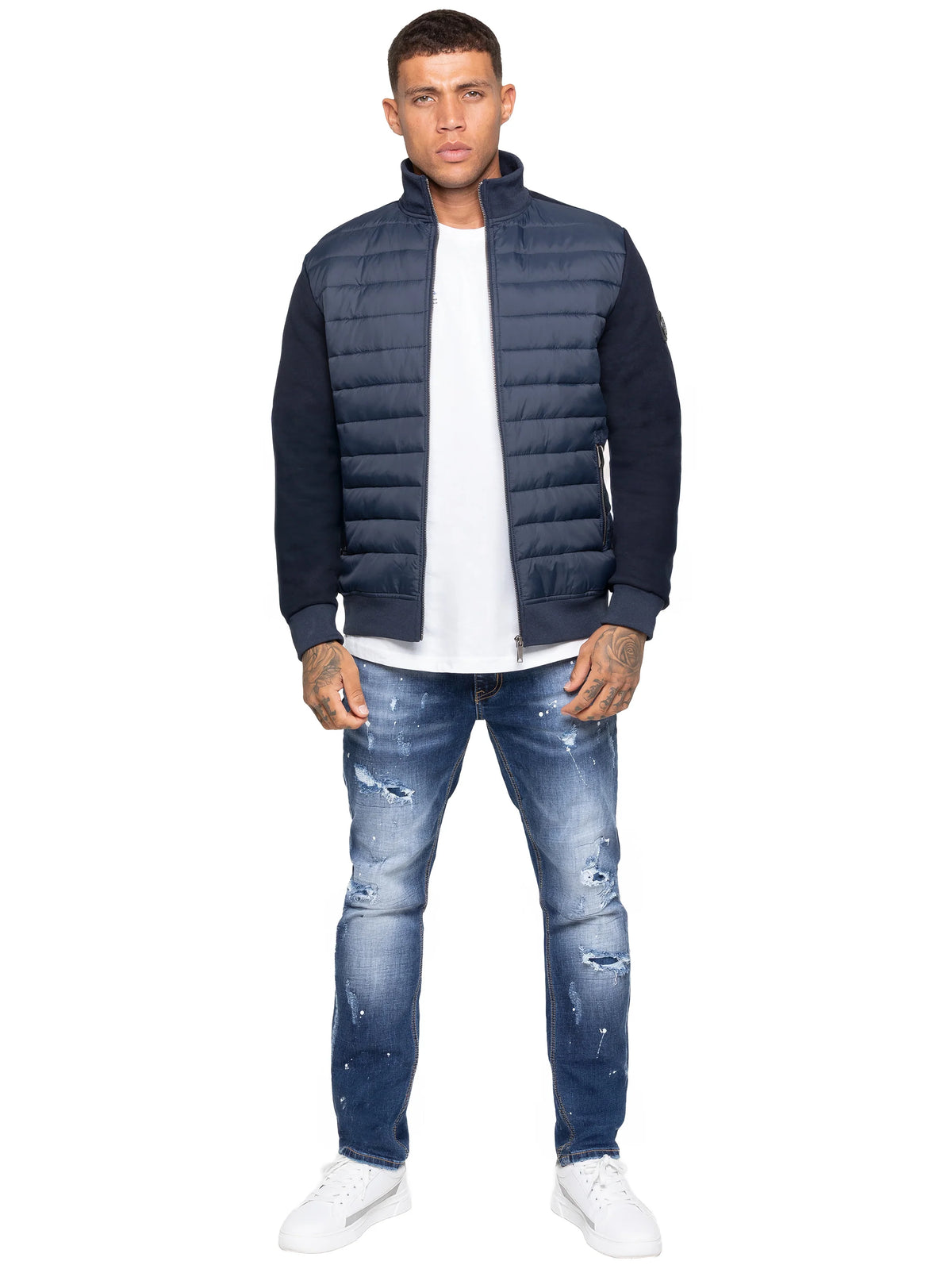 Enzo Jeans Pietro Hybrid Technical Puffer Jacket Navy