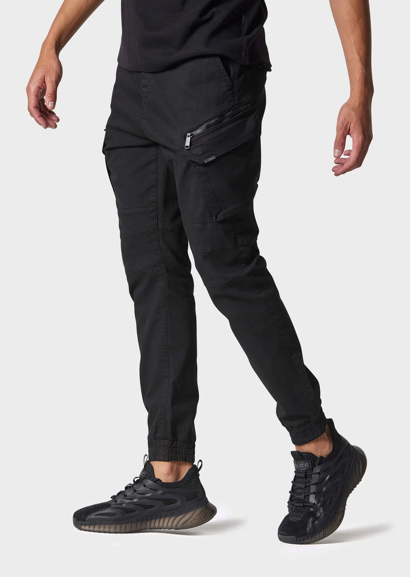 883 Police Bonetti Black Slim Fit Cuffed Cargos DesignerMenswear