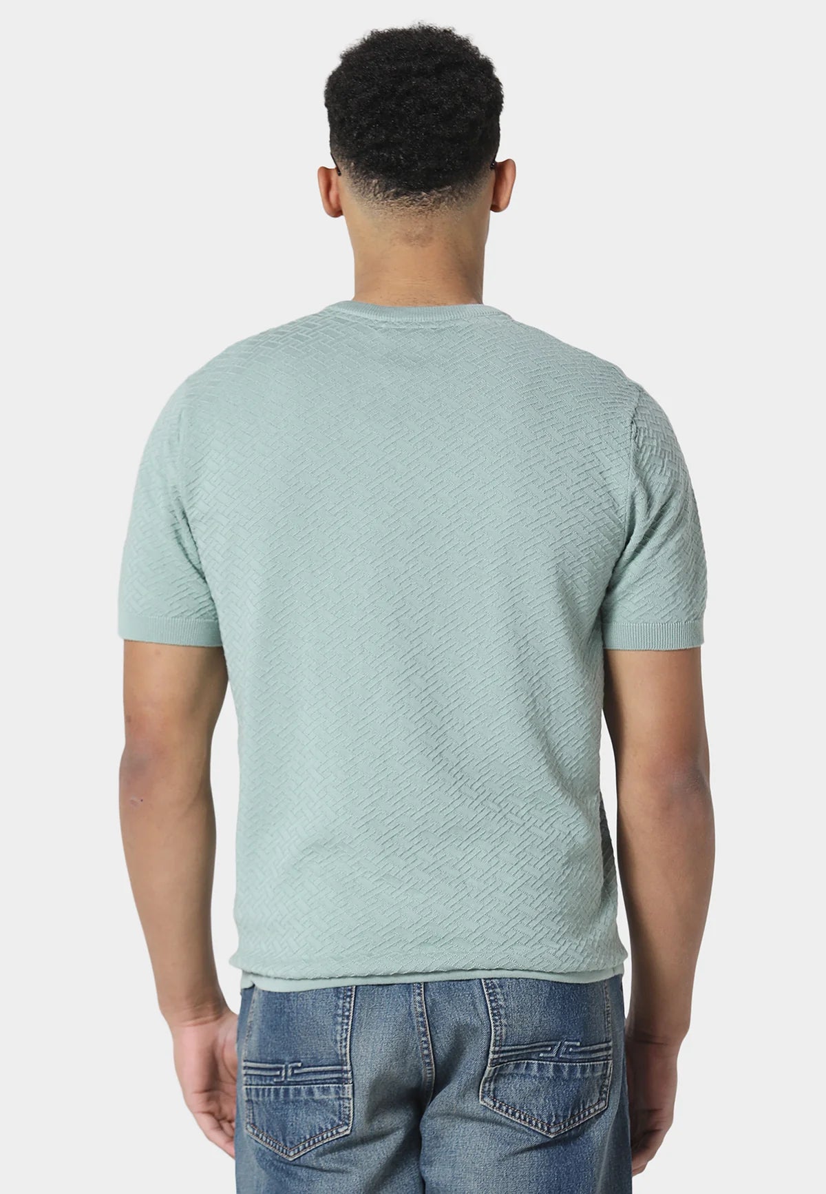 883 Police BURNA PALE AQUA KNITTED T-SHIRT