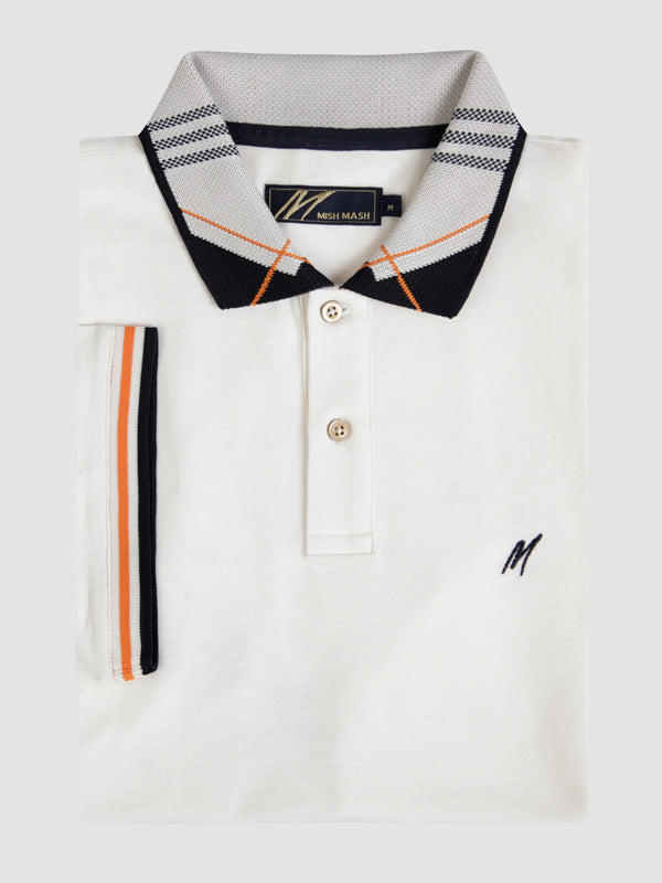 Mish Mash Bali Mens Short Sleeved Polo Shirt - GARDENIA