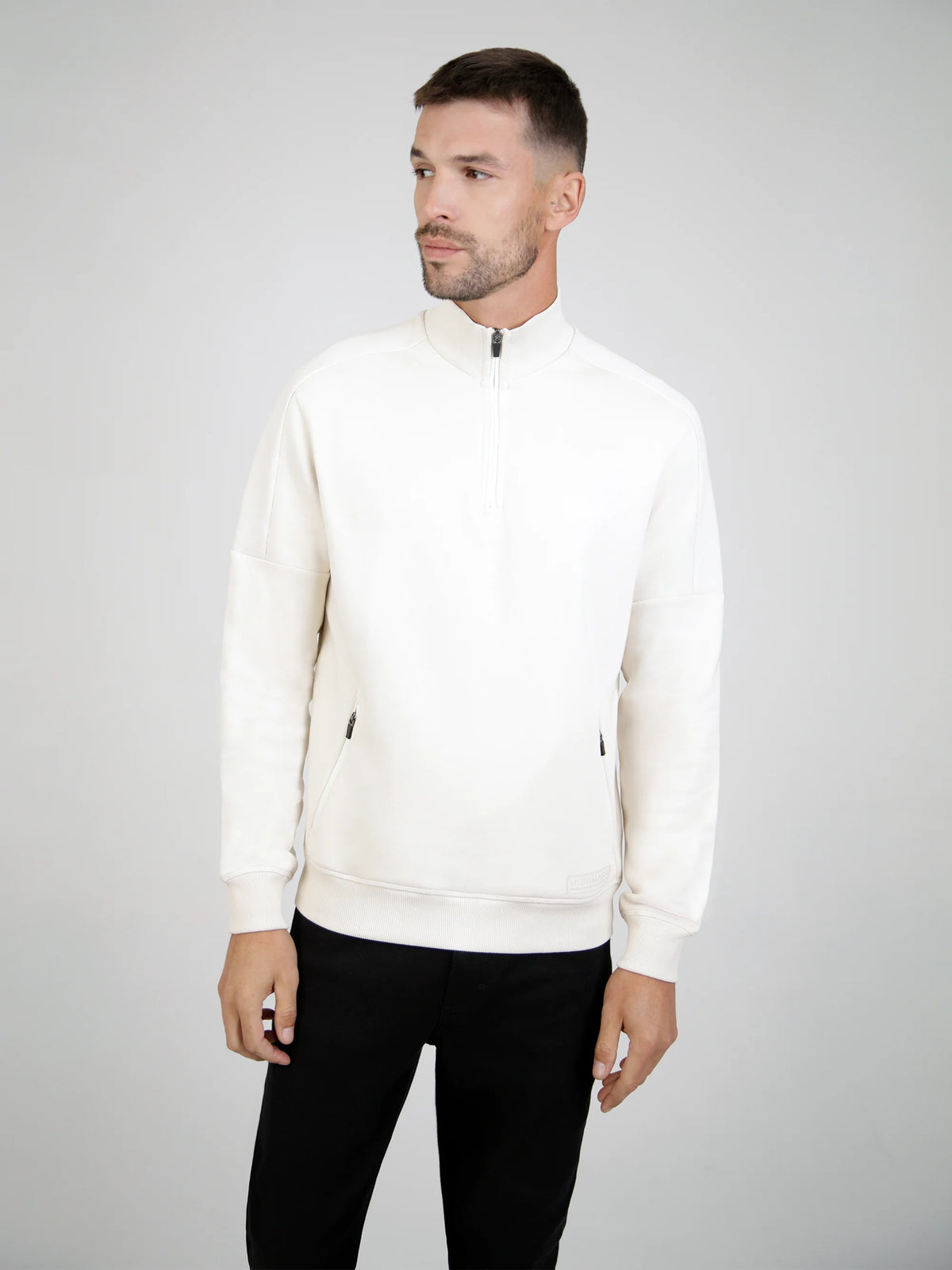 Mish Mash Barombi Long sleeve ¾ zip funnel neck Sweat - GARDENIA GREY