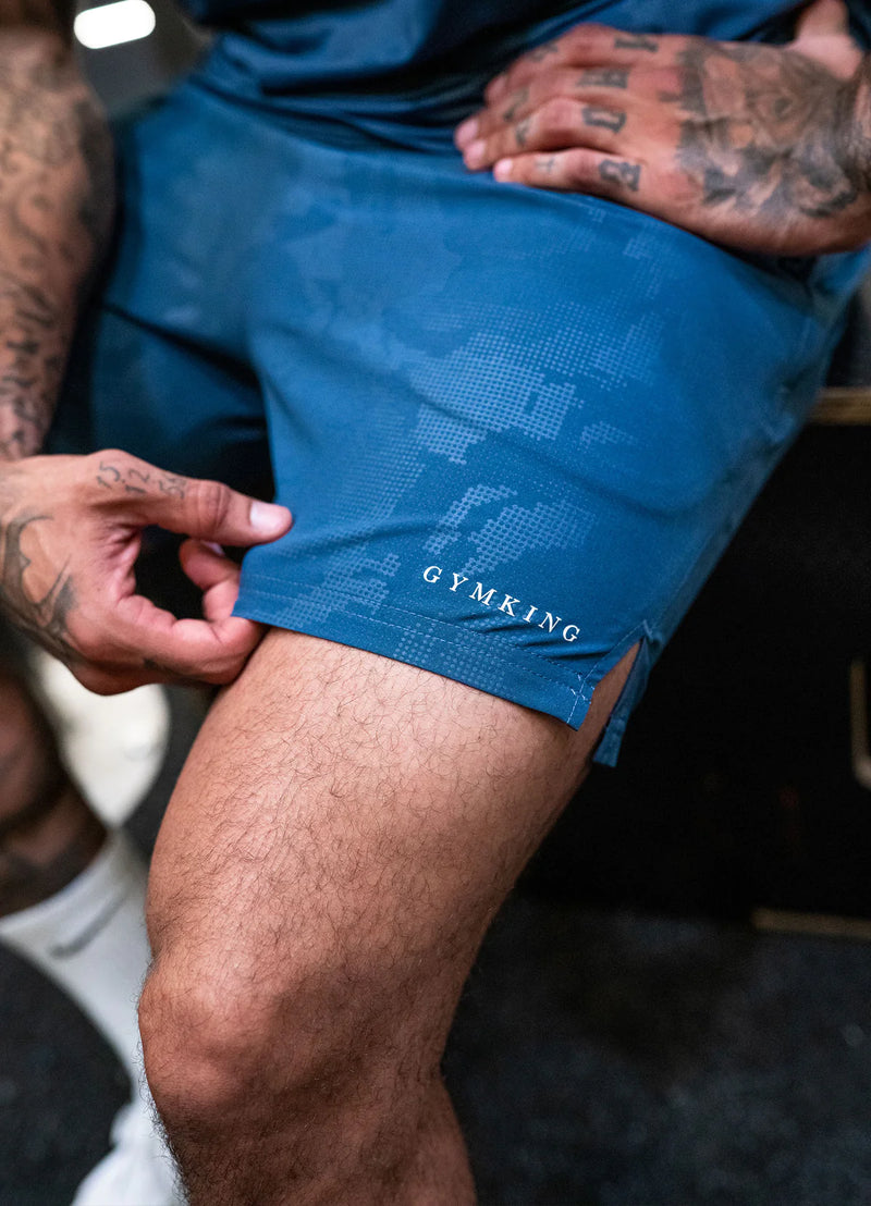 Gym King Debossed Camo Short 5" - Moonlight Blue