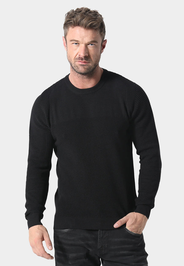 883 Police Caney Desert texture paneling Knitwear - BLACK