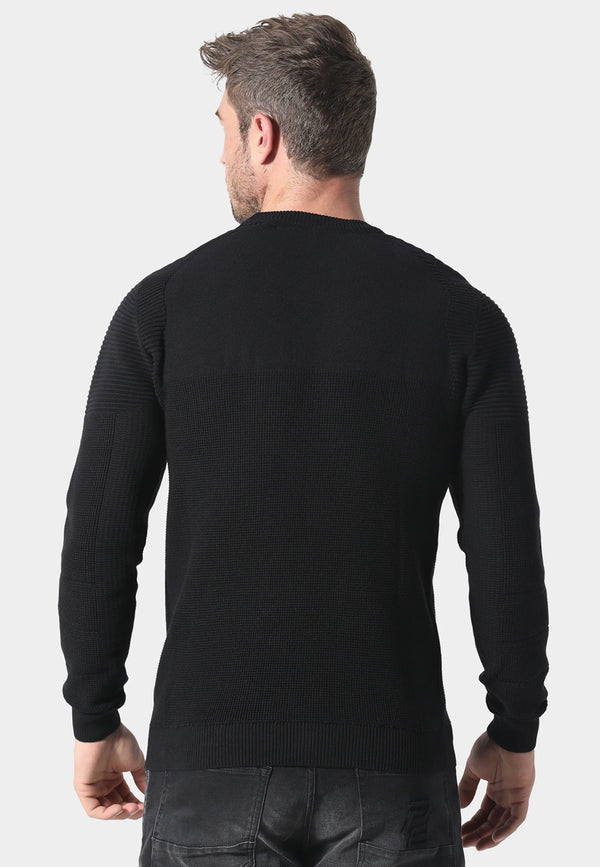 883 Police Caney Desert texture paneling Knitwear - BLACK