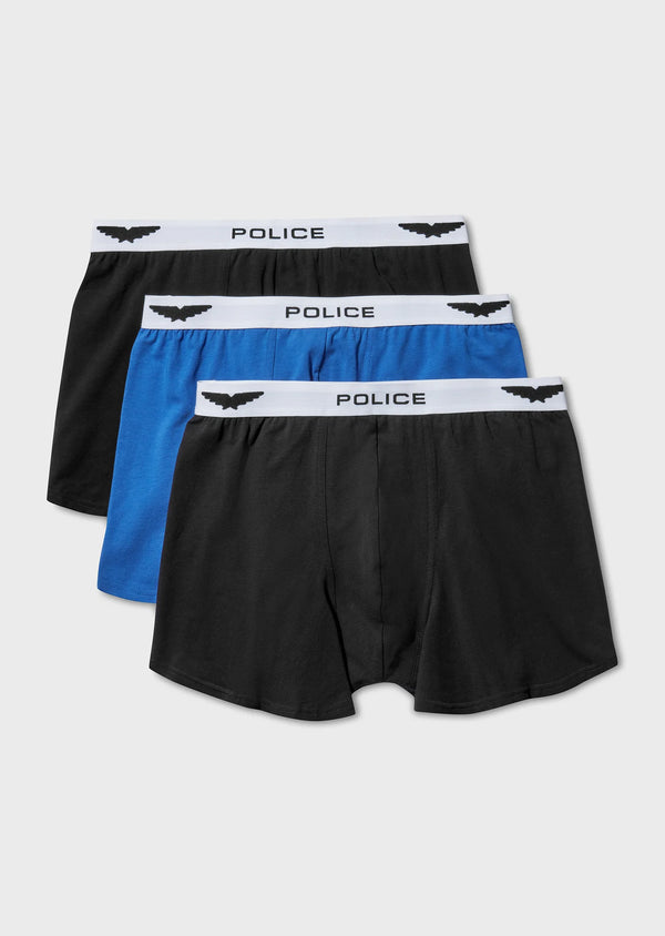 Police Capel Black/P.Blue/Navy 3 Pack Boxers