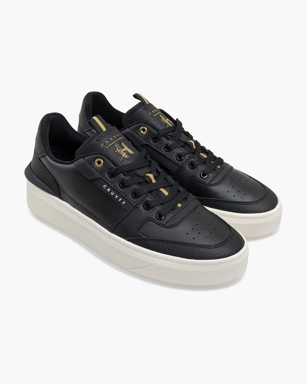 Cruyff Endorsed Tennis Soft leather in Black and Gold.