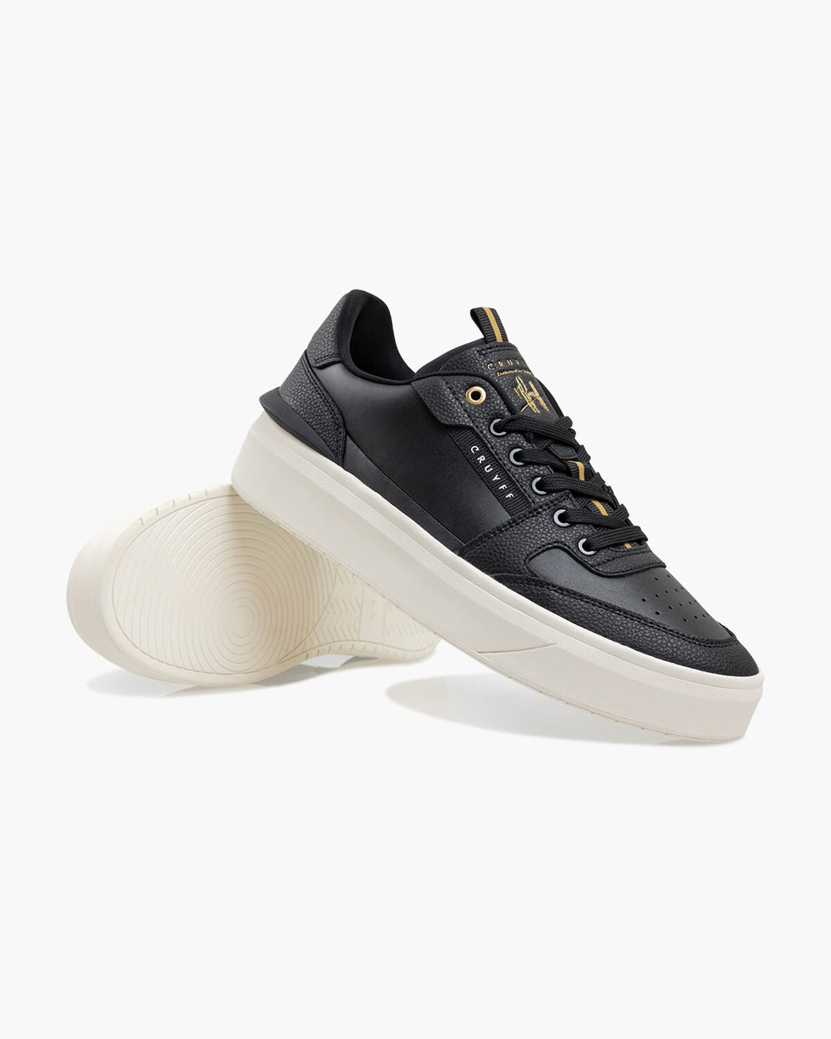 Cruyff Endorsed Tennis Soft leather in Black and Gold.