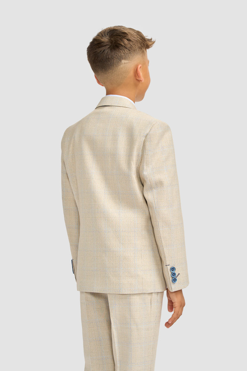 House Of Cavani Boys Caridi Beige Three Piece Suit