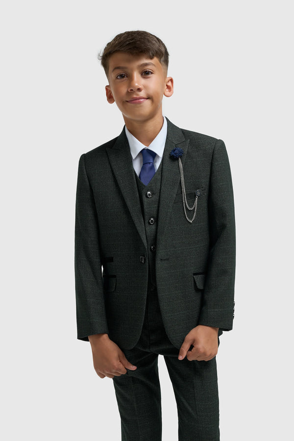 House of Cavani Boys Caridi Olive Three Piece Suit