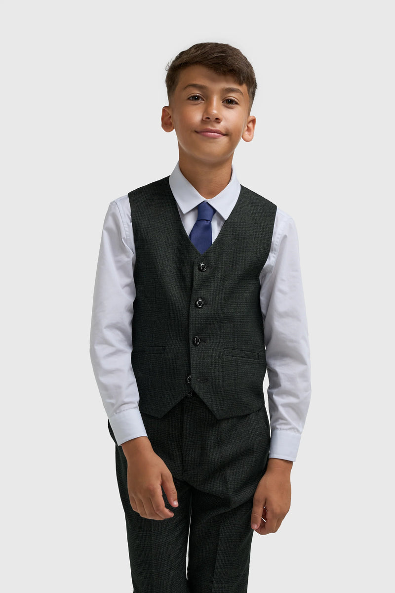 House of Cavani Boys Caridi Olive Three Piece Suit