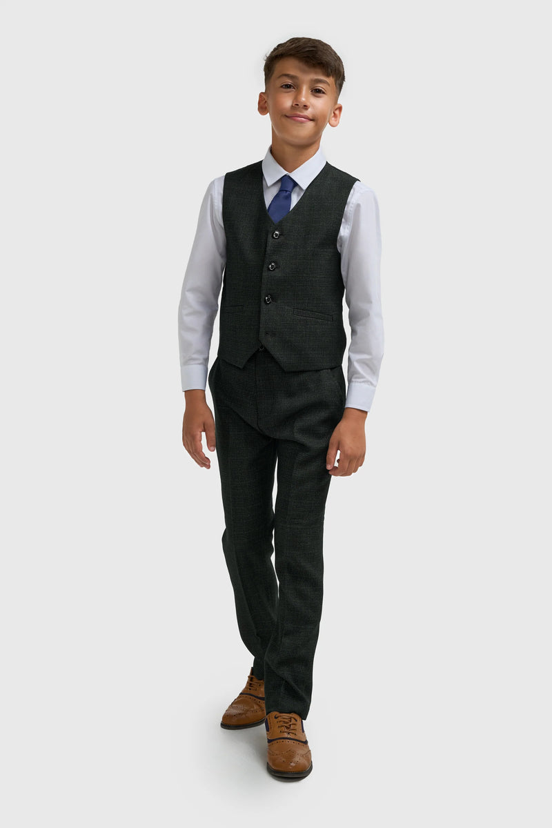 House of Cavani Boys Caridi Olive Three Piece Suit