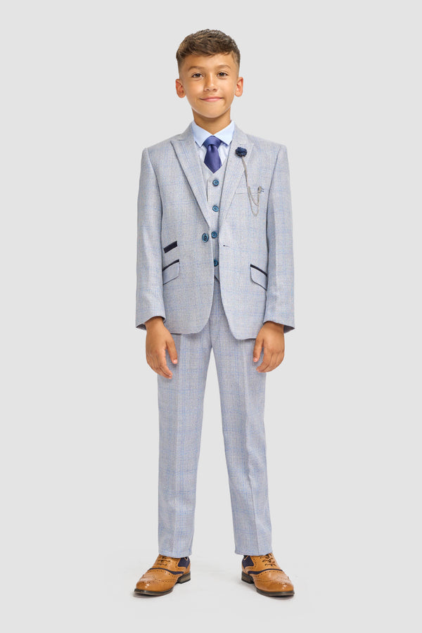 House of Cavani Boys Caridi Sky Three Piece Suit