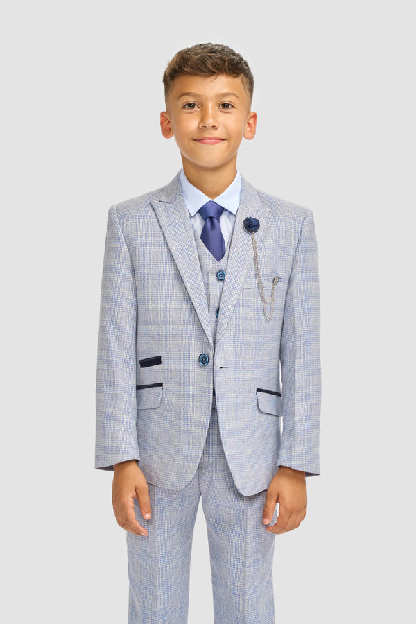 House of Cavani Boys Caridi Sky Three Piece Suit