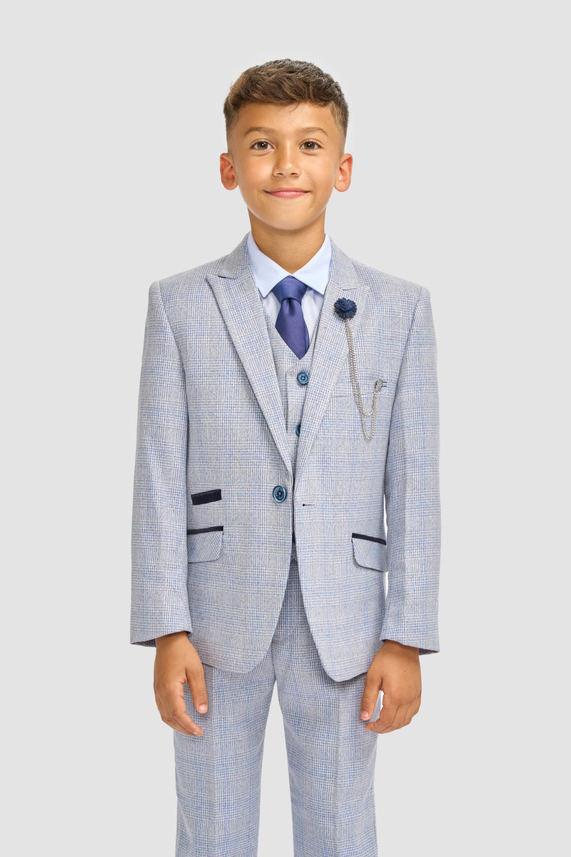 House of Cavani Boys Caridi Sky Three Piece Suit