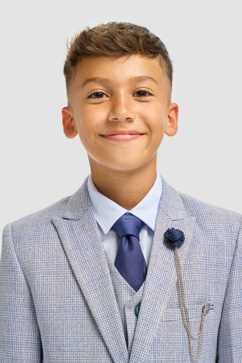 House of Cavani Boys Caridi Sky Three Piece Suit