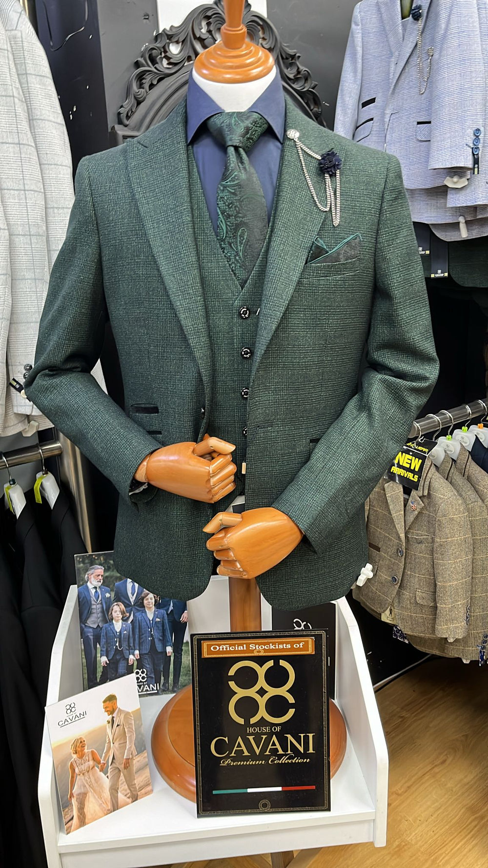 HOUSE OF CAVANI Caridi Slim Fit Waistcoat Olive Green DesignerMenswear