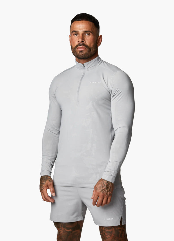 Gym King Debossed 1/4 Zip Funnel CLOUDY GREY