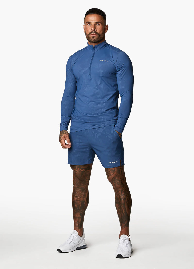 Gym King Debossed Camo 1/4 Zip Funnel - Moonlight Blue