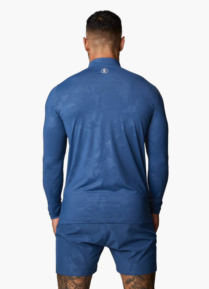 Gym King Debossed Camo 1/4 Zip Funnel - Moonlight Blue