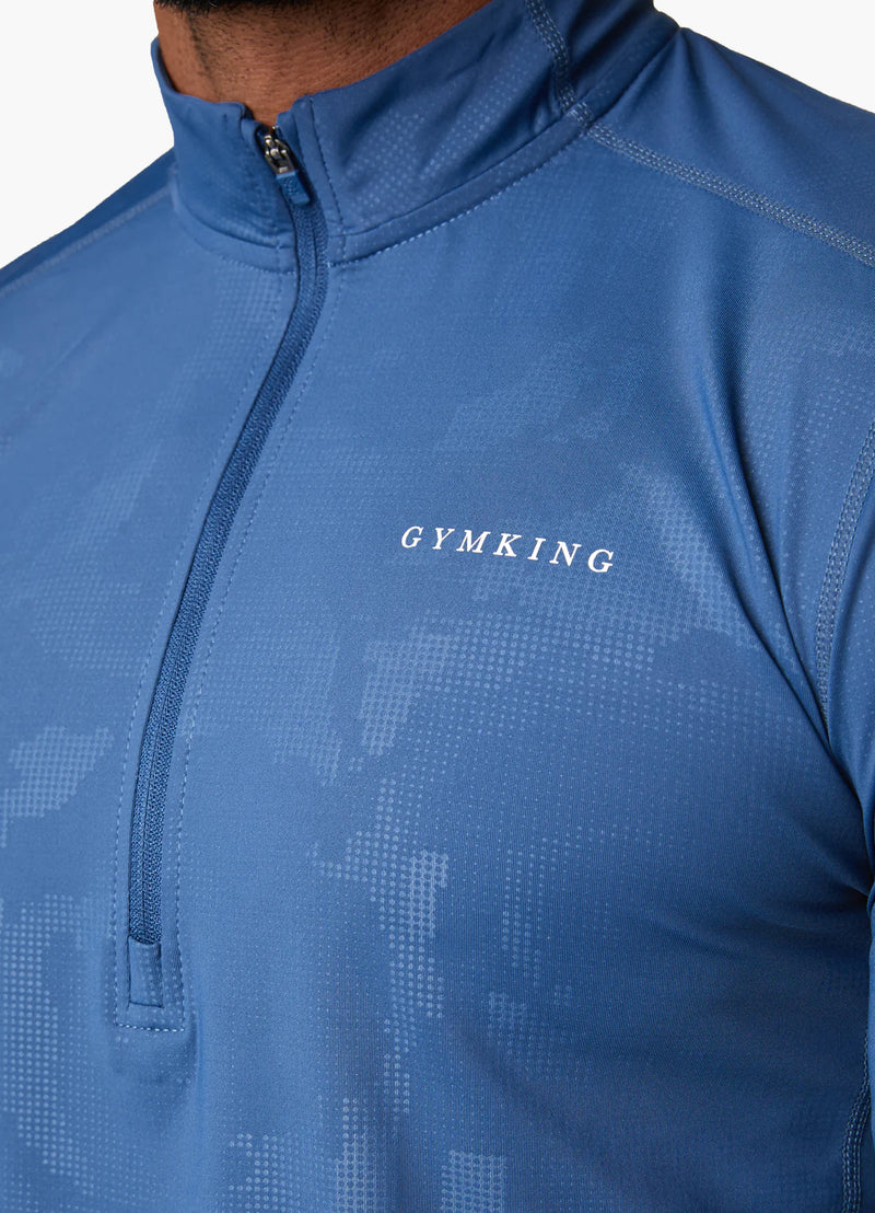 Gym King Debossed Camo 1/4 Zip Funnel - Moonlight Blue