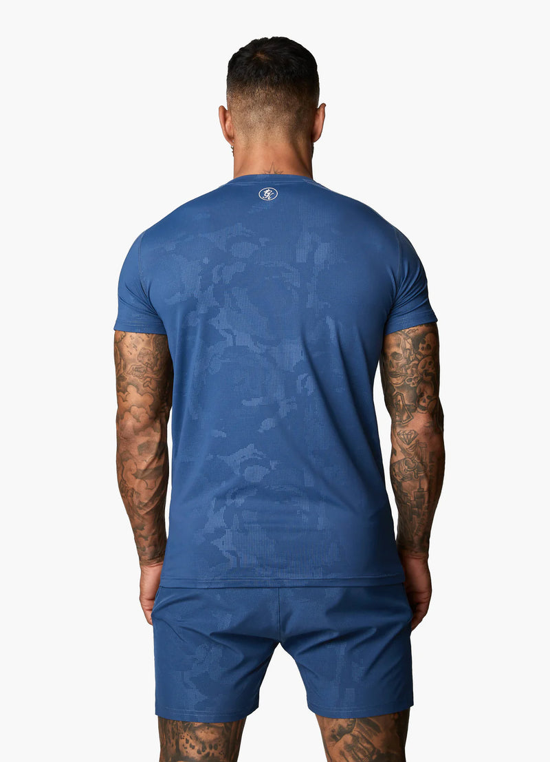 Gym King Debossed Camo SS Tee - Moonlight Blue