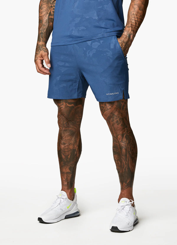 Gym King Debossed Camo Short 5" - Moonlight Blue