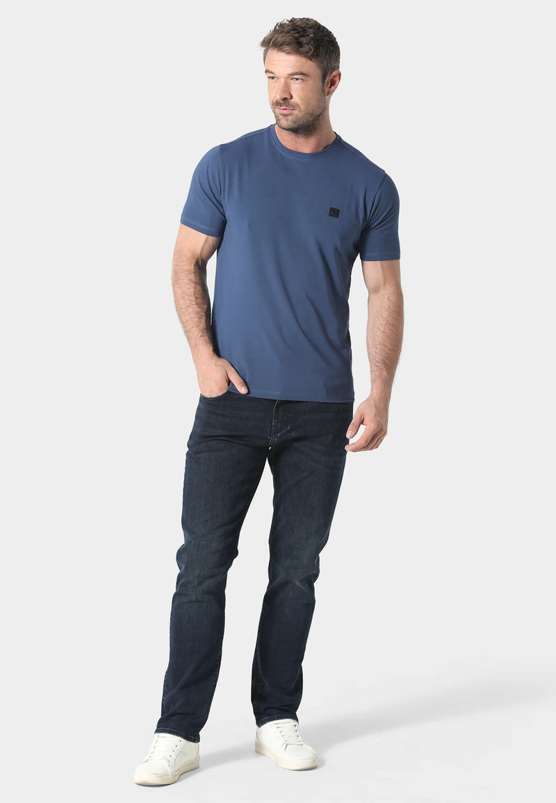 883 Police Short Sleeved Slim Fit Crew Neck Dover - AIR BLUE