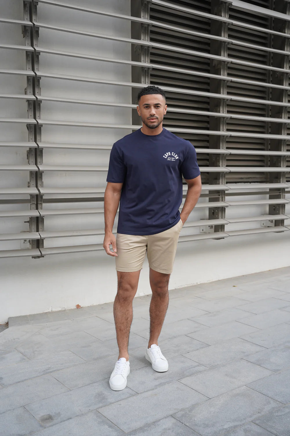 Capo Club Script T-Shirt COLOUR Navy/White