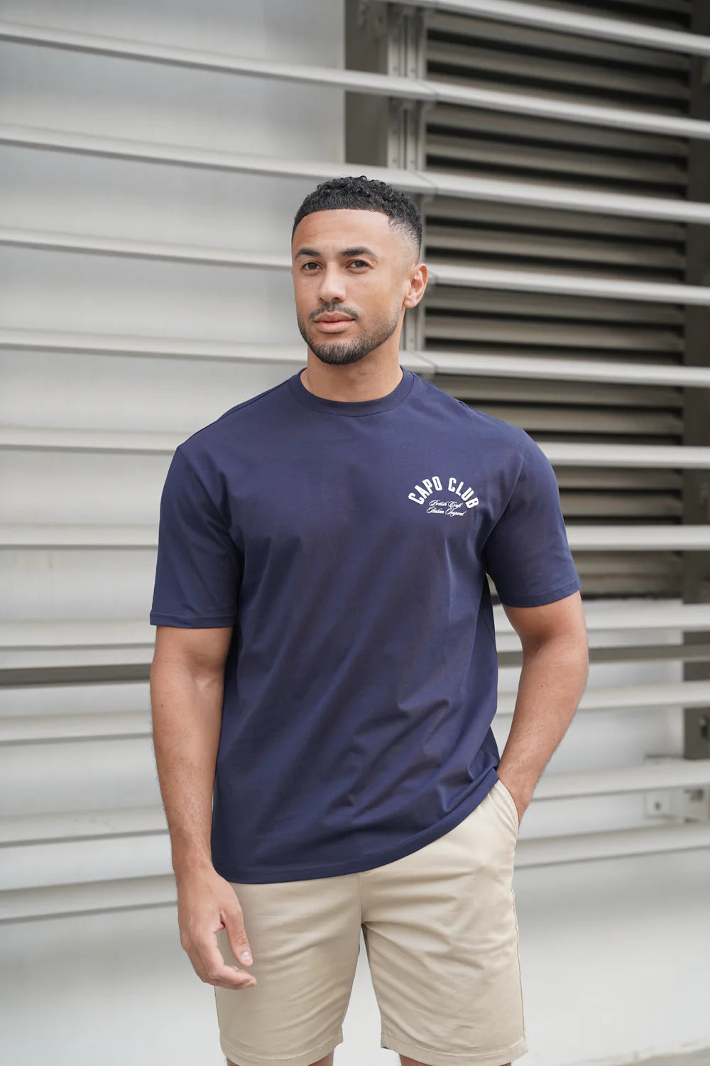 Capo Club Script T-Shirt COLOUR Navy/White