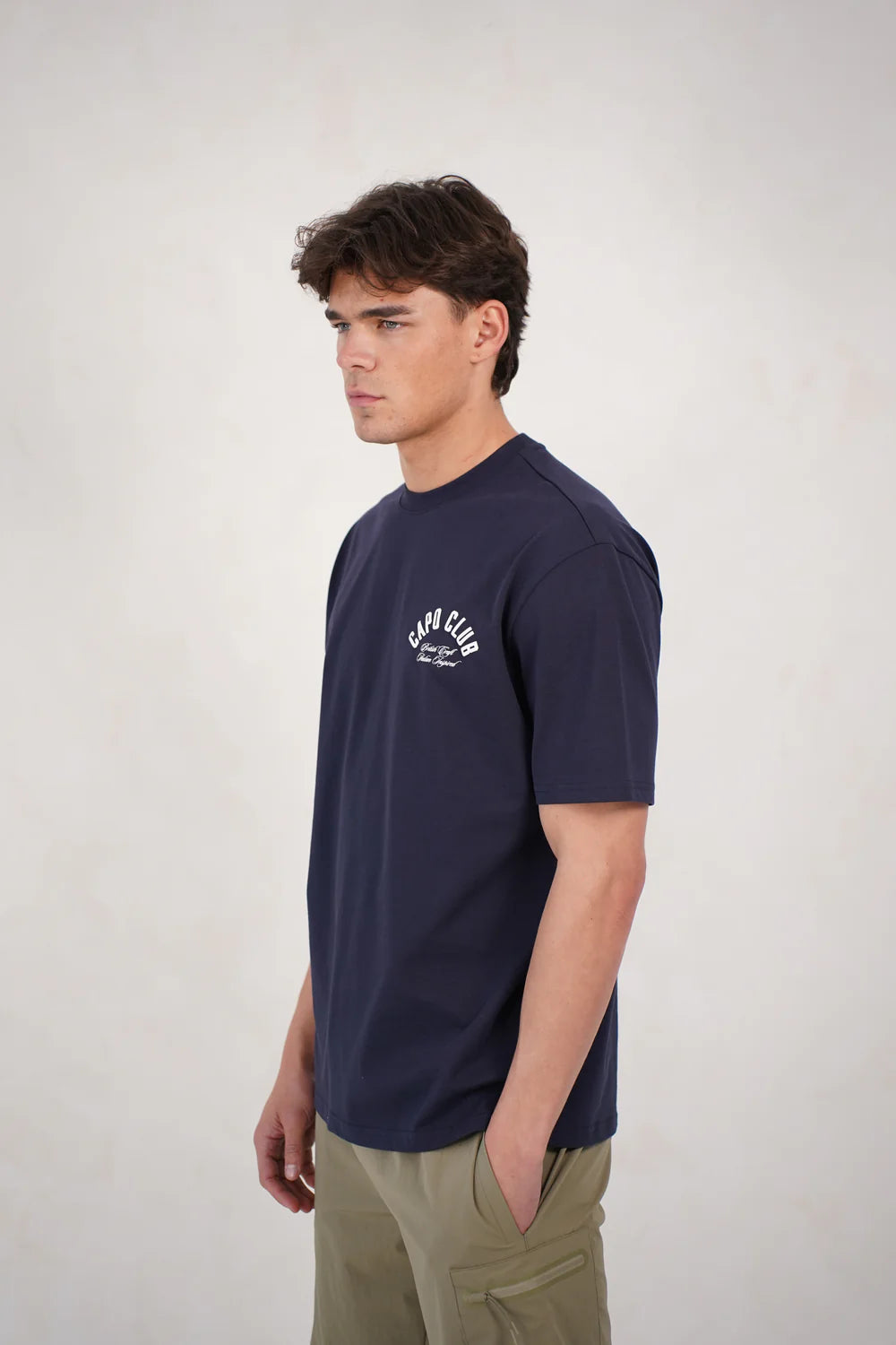 Capo Club Script T-Shirt COLOUR Navy/White