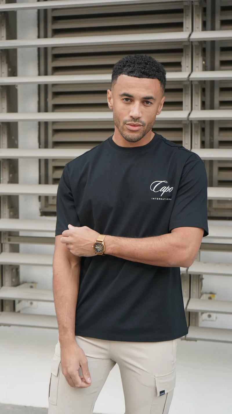 Capo International Relaxed Fit T-Shirt - Black/White