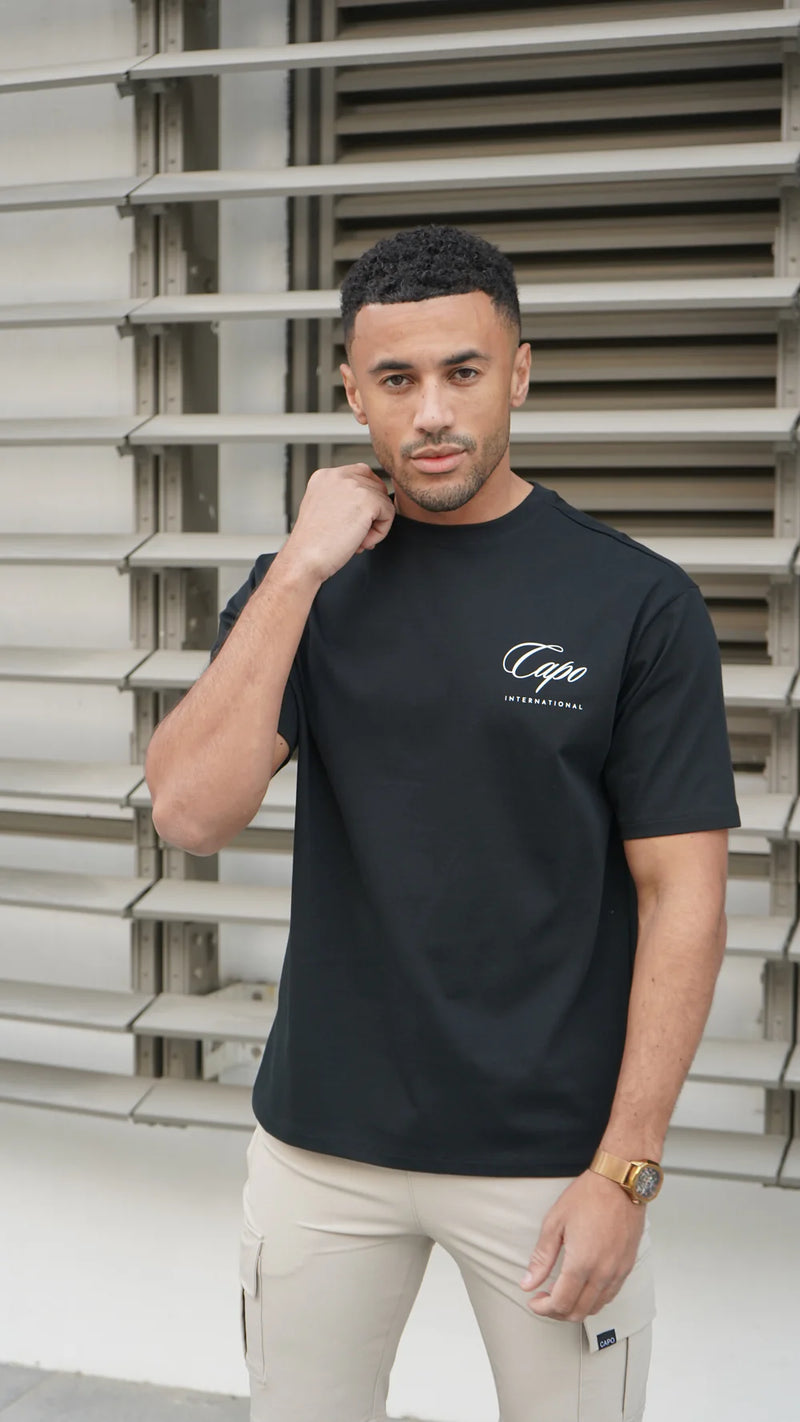 Capo International Relaxed Fit T-Shirt - Black/White
