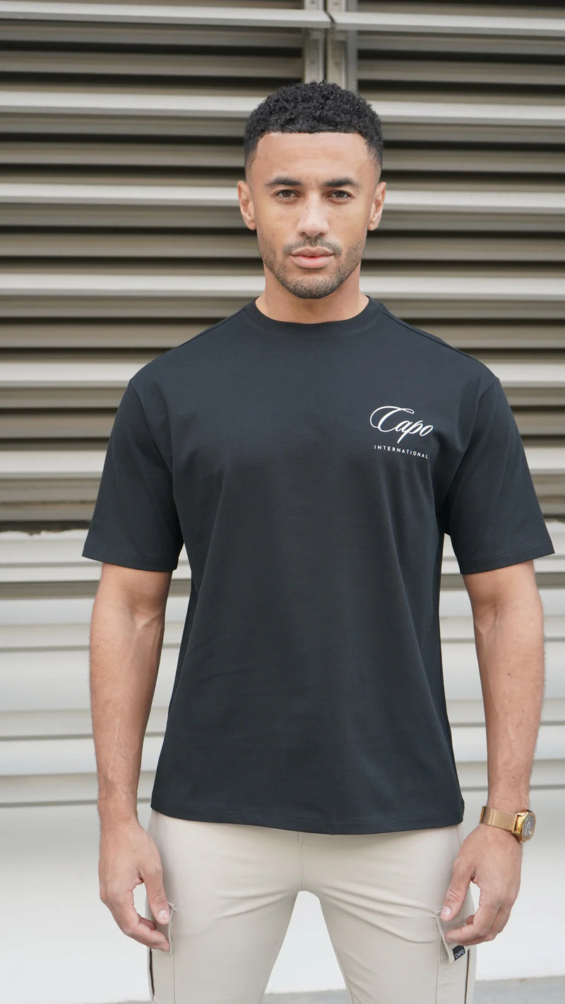 Capo International Relaxed Fit T-Shirt - Black/White
