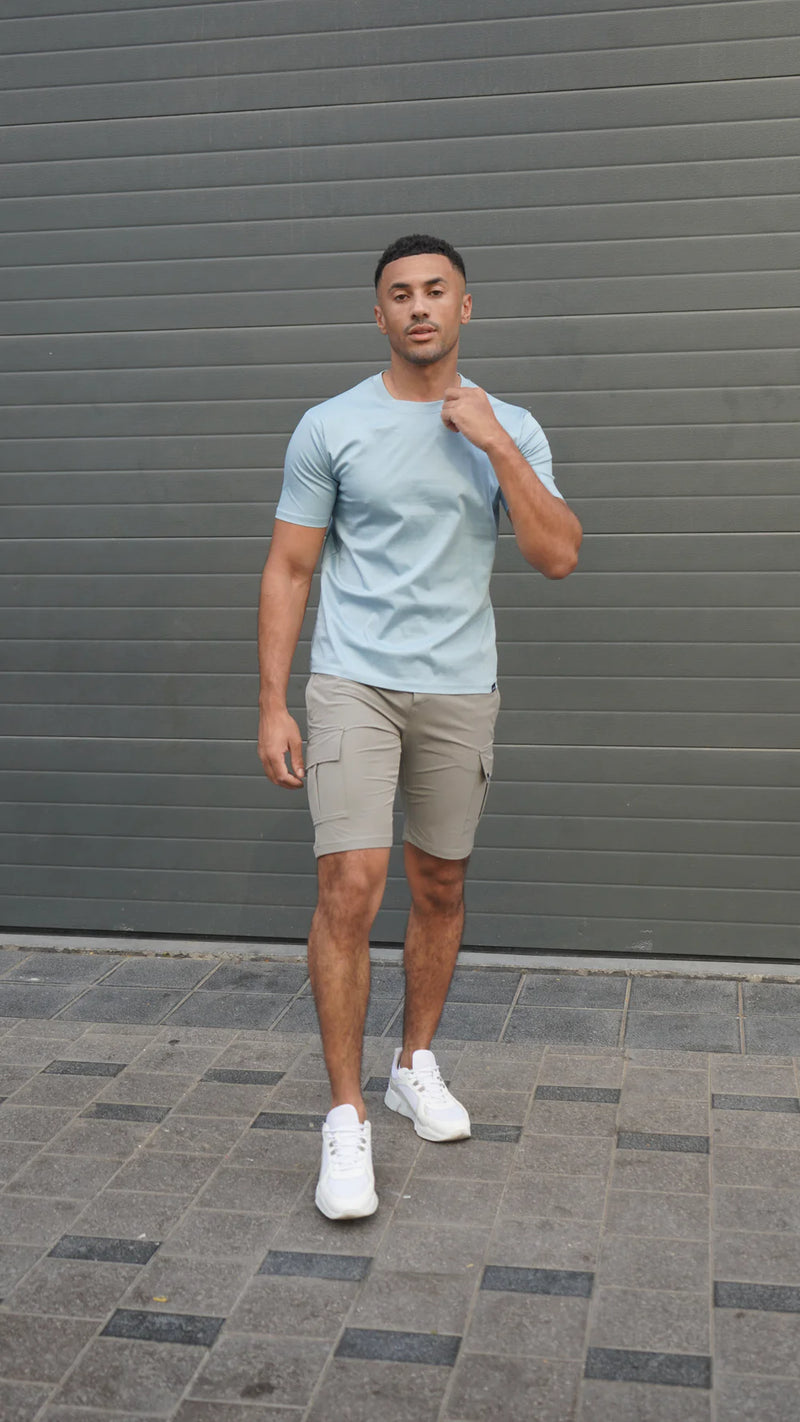 Capo MERCERISED Cotton Crew Neck T-Shirt - Pale Blue