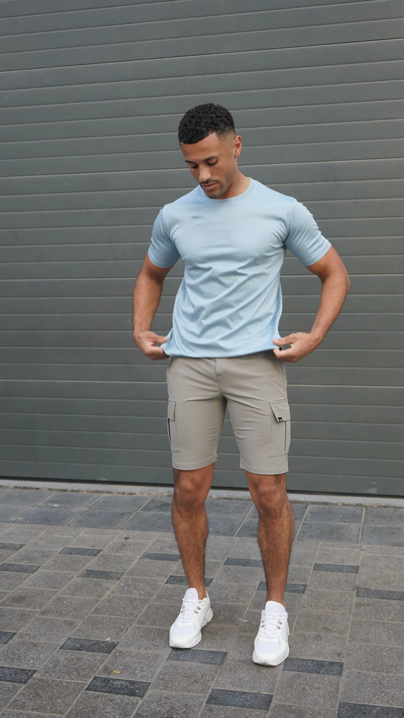 Capo MERCERISED Cotton Crew Neck T-Shirt - Pale Blue