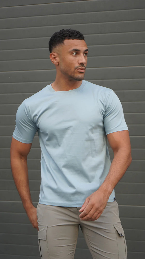 Capo MERCERISED Cotton Crew Neck T-Shirt - Pale Blue