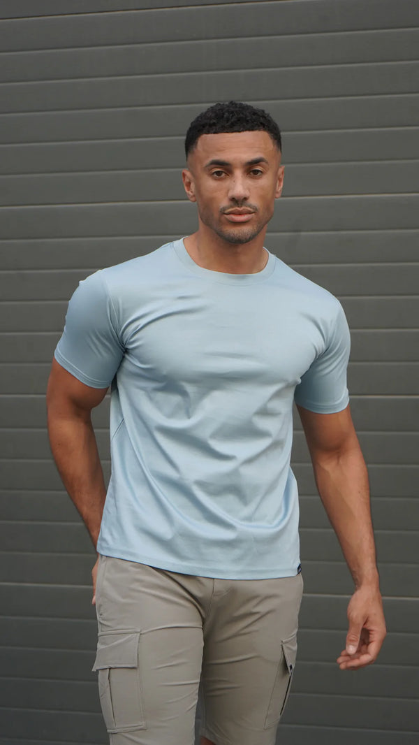 Capo MERCERISED Cotton Crew Neck T-Shirt - Pale Blue