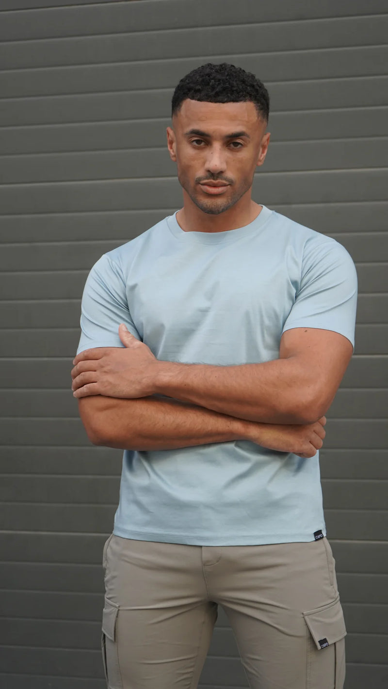 Capo MERCERISED Cotton Crew Neck T-Shirt - Pale Blue